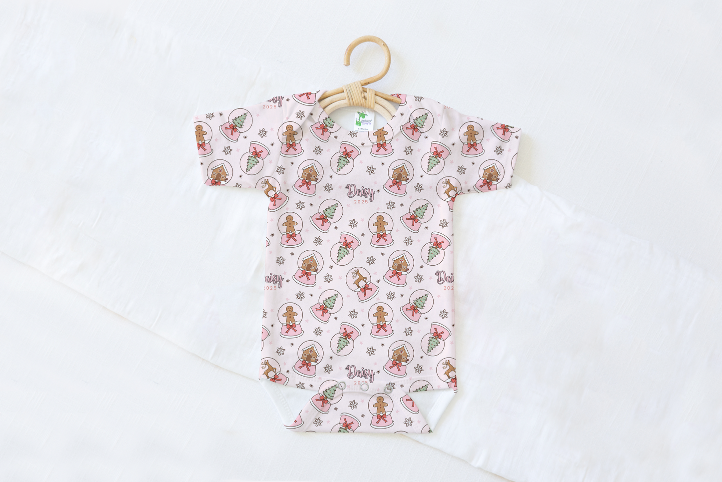 Winter Globes Christmas Personalized Name Baby Bodysuit