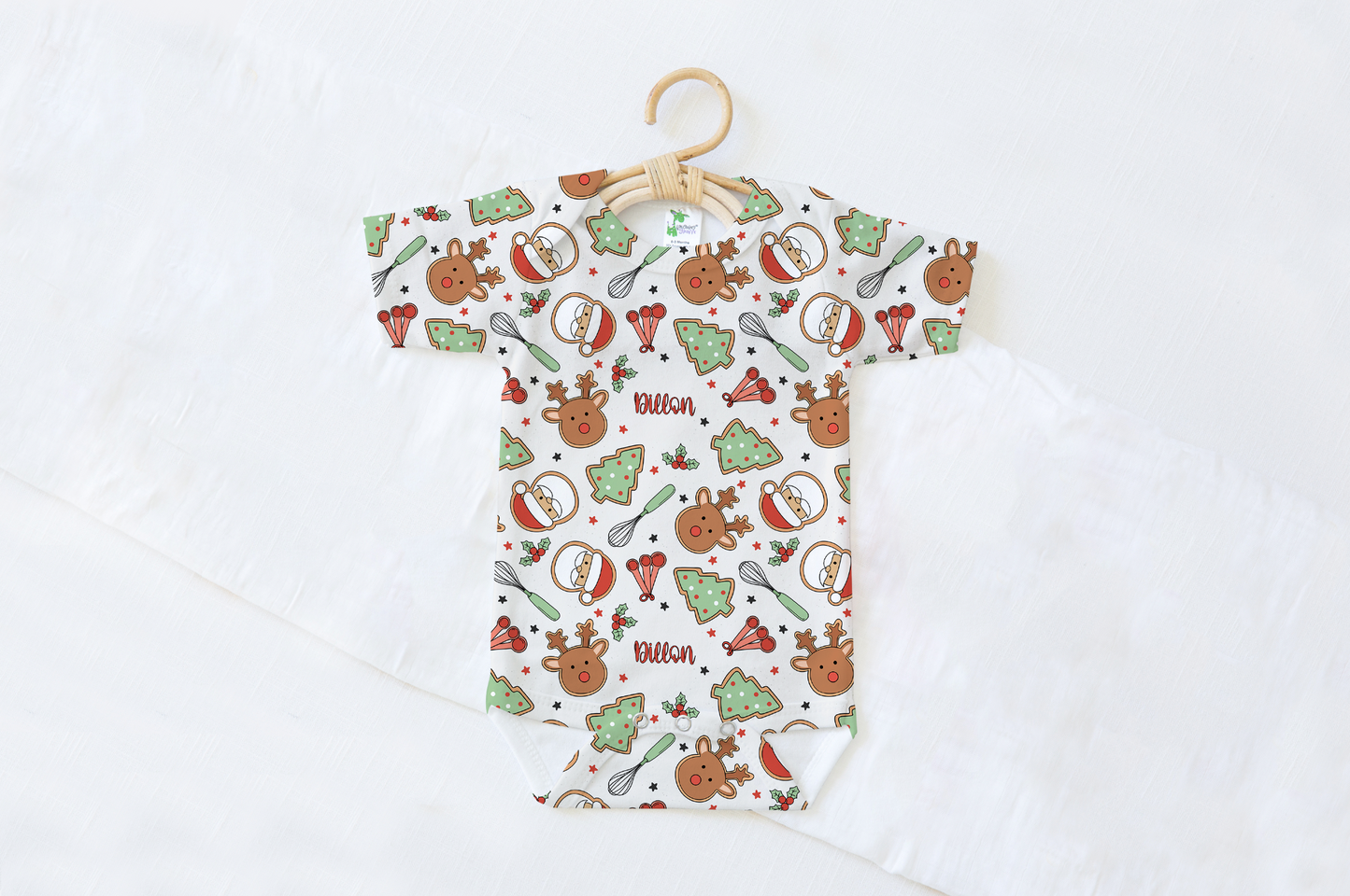 Christmas Cookies Personalized Name Baby Bodysuit