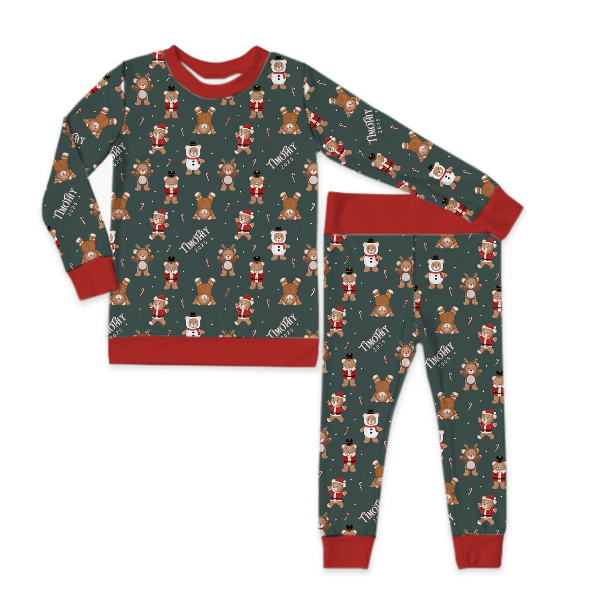 Teddy Bear Toyland Christmas Long Sleeve Jersey Jams – Two-Piece Loungewear Set