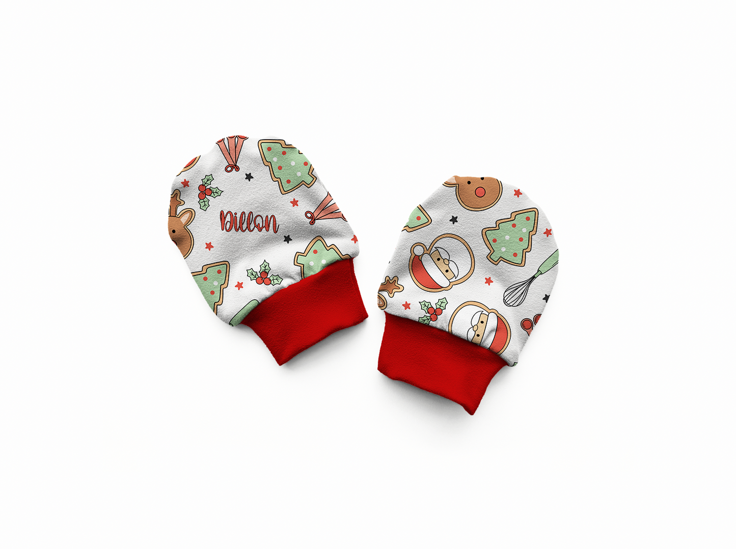 Christmas Cookies Personalized Baby Mittens