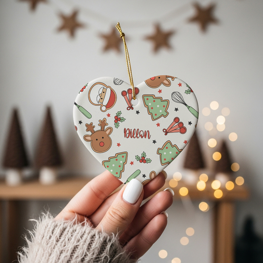 Christmas Cookies Personalized Heart Ceramic Christmas Ornament
