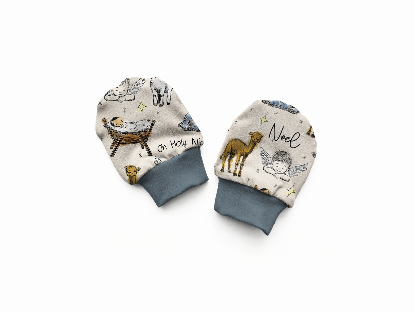 Holy Night Christmas Personalized Baby Mittens