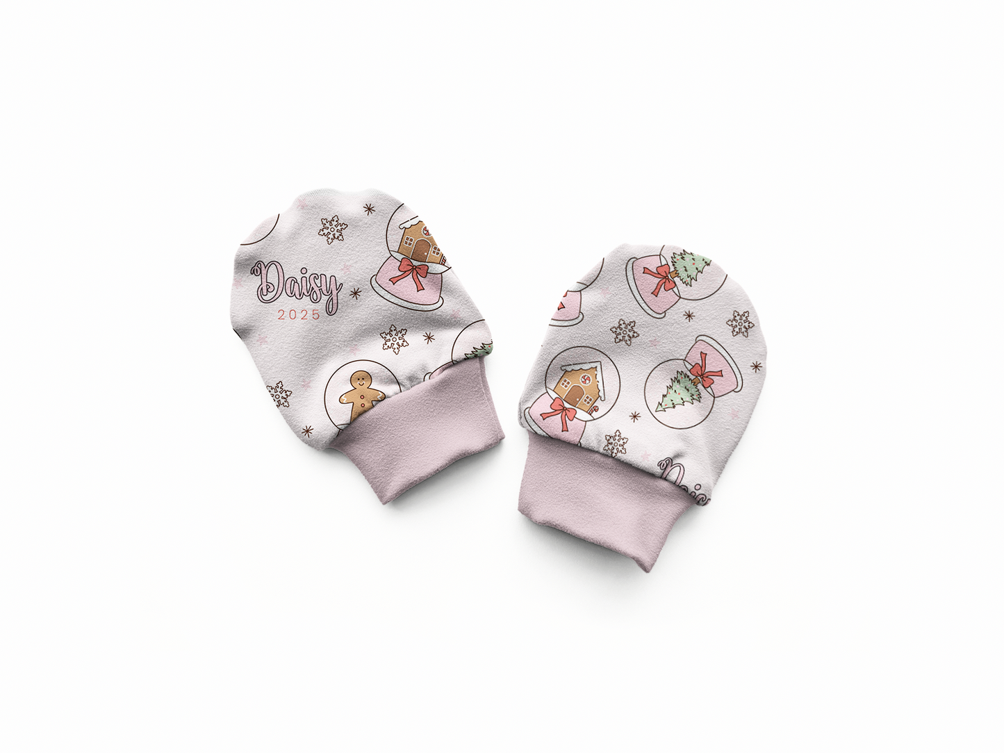 Snow Globes Christmas Personalized Baby Mittens