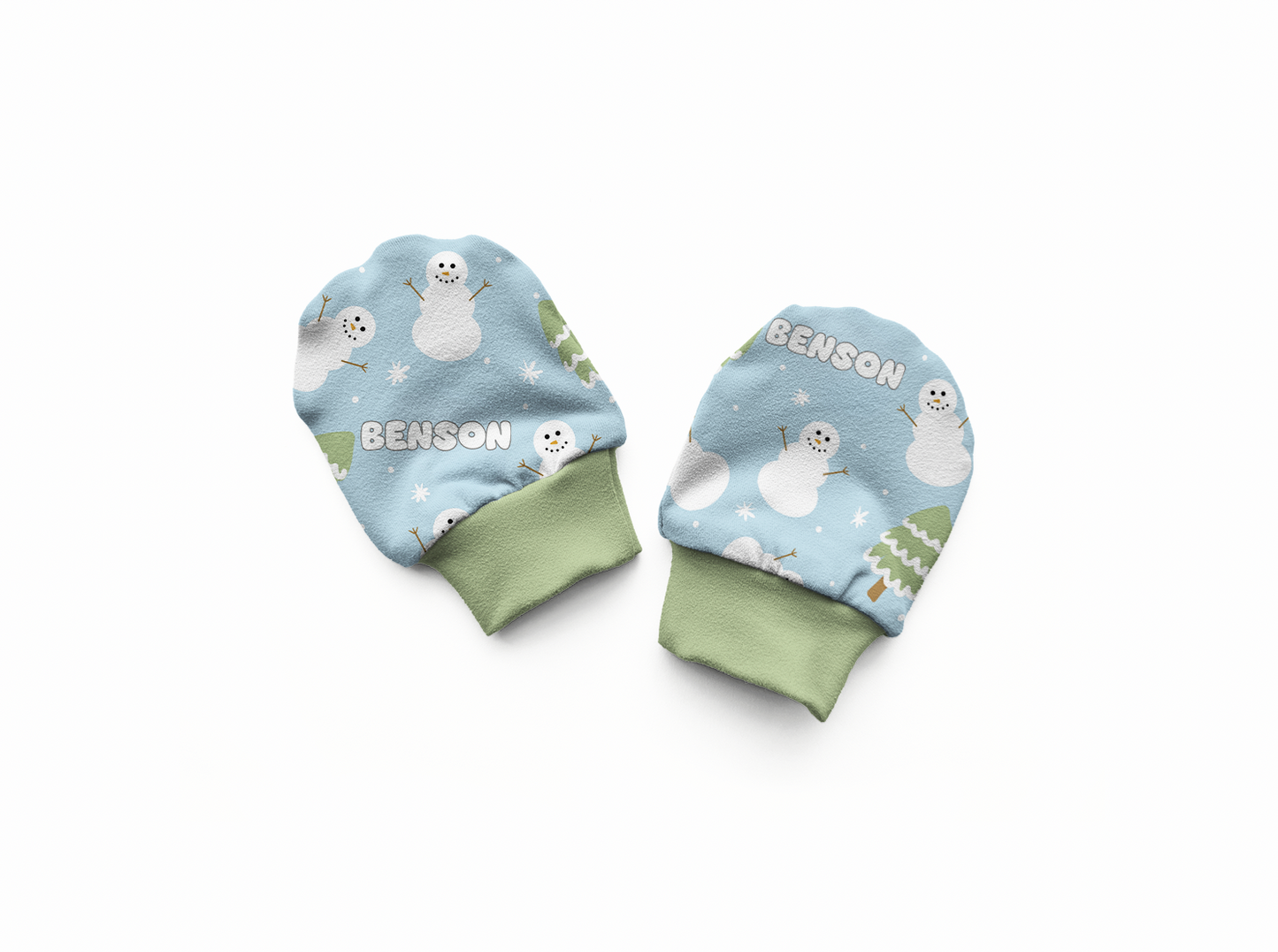 Snowman Wonderland Christmas Personalized Baby Mittens