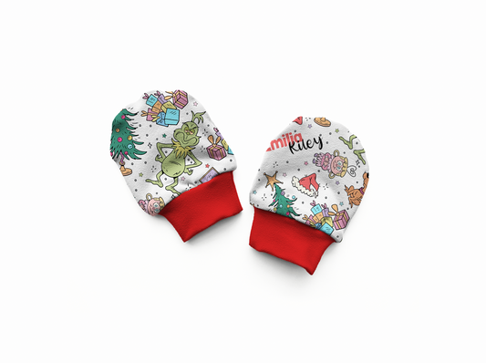 Mean But Merry Christmas Personalized Baby Mittens