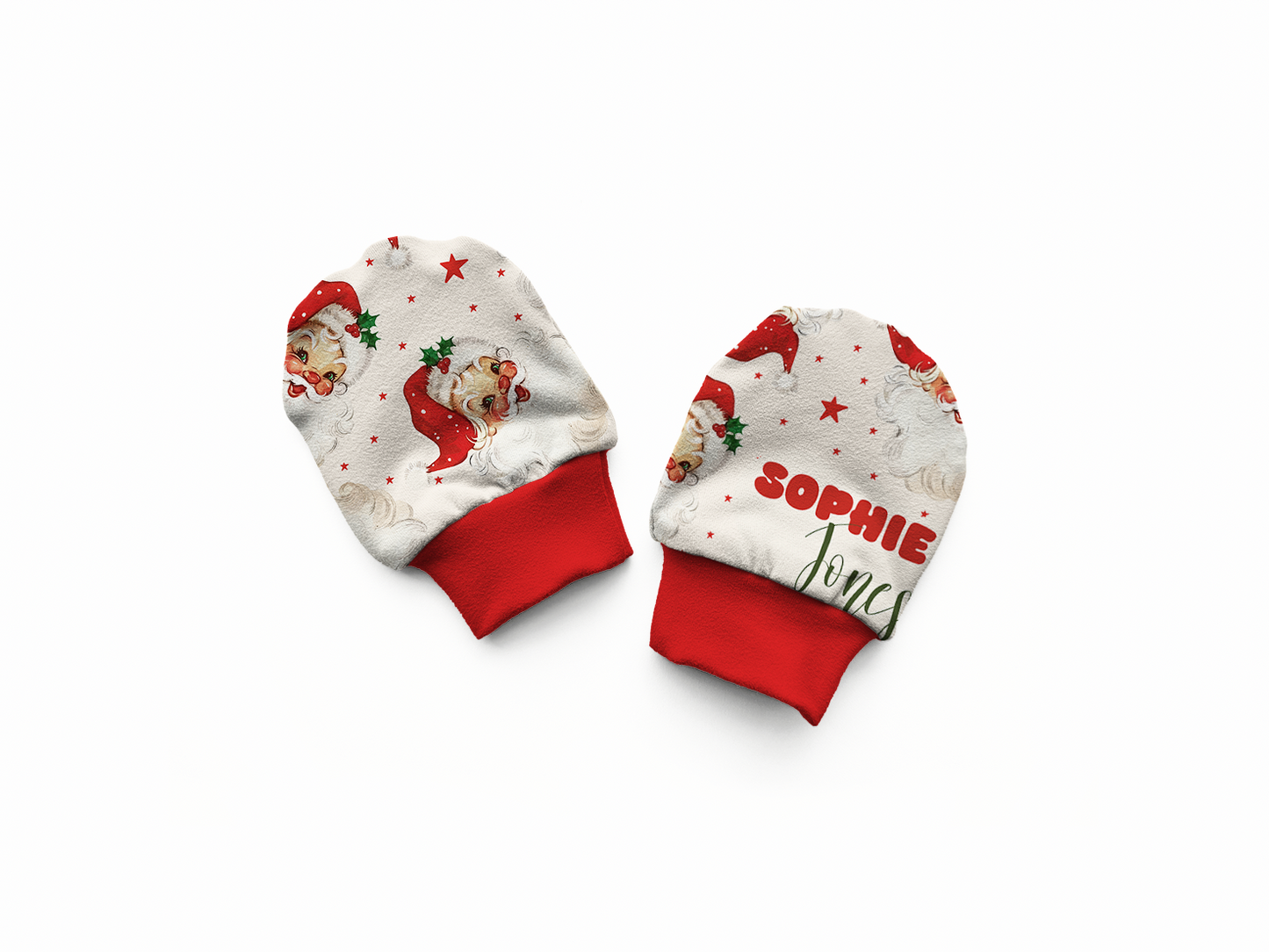 Old Saint Nick Christmas Personalized Baby Mittens