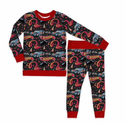 Let's Race Long Sleeve Personalized Jersey Jams – Two-Piece Loungewear Set