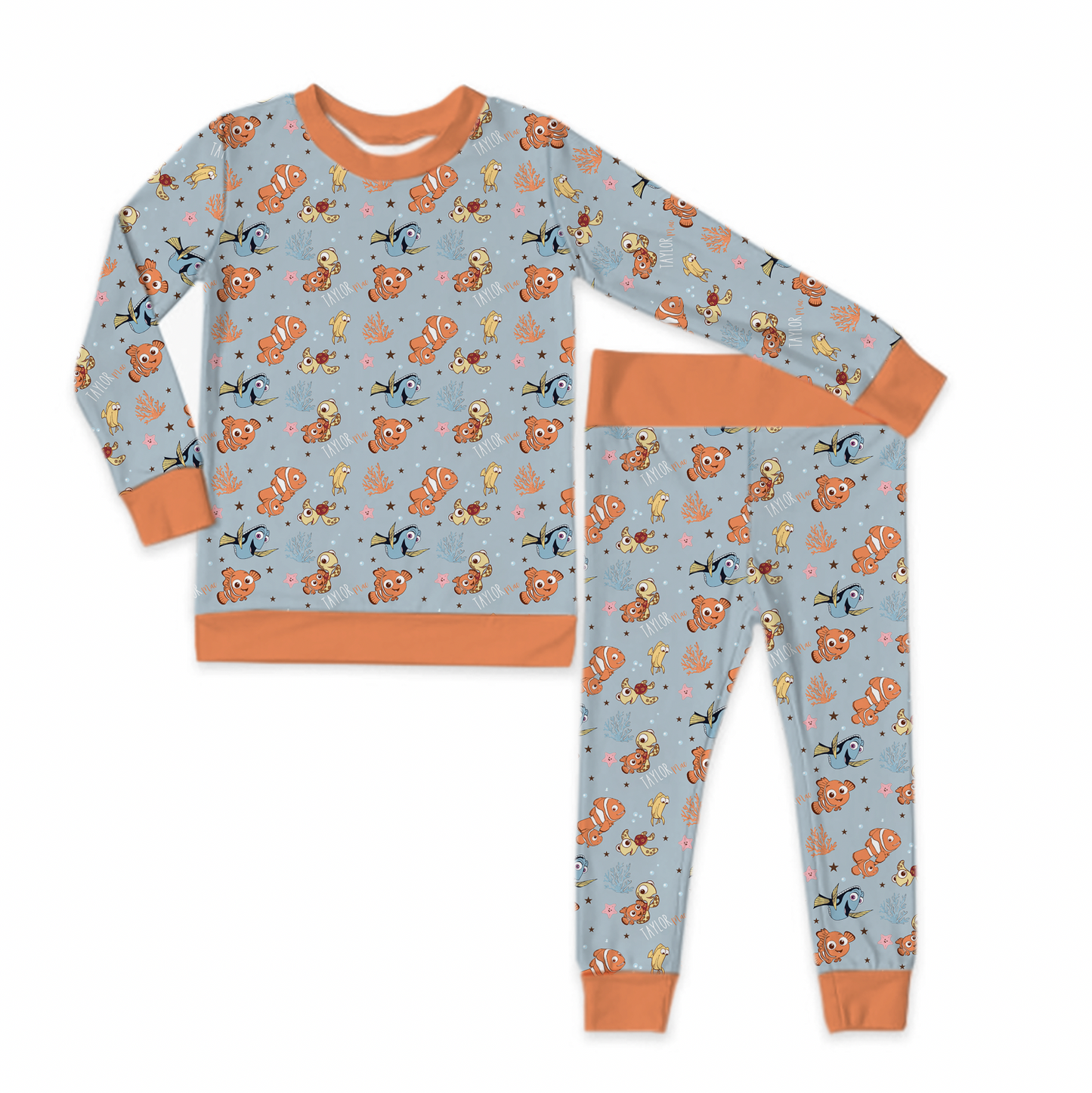 Keep Swimming Orange Personalized Jersey Jams – Two-Piece Loungewear Set