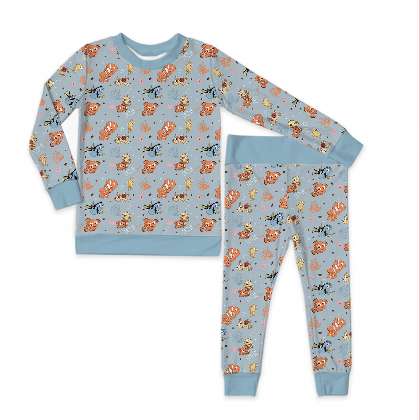 Keep Swimming Blue Personalized Jersey Jams – Two-Piece Loungewear Set