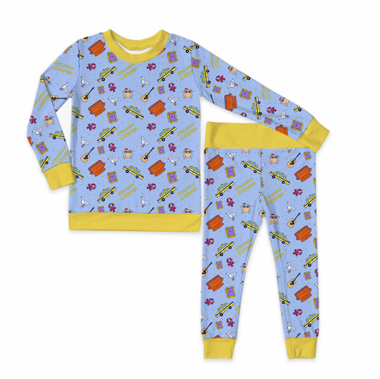 Besties Blue Personalized Jersey Jams – Two-Piece Loungewear Set