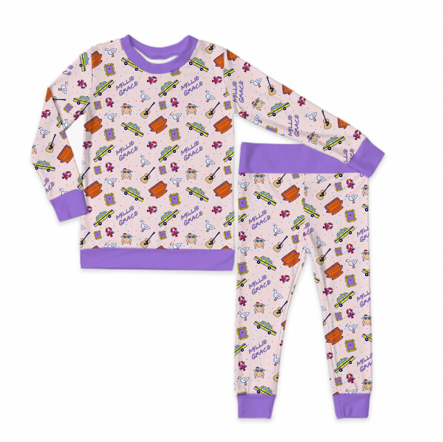 Besties Pink Personalized Jersey Jams – Two-Piece Loungewear Set