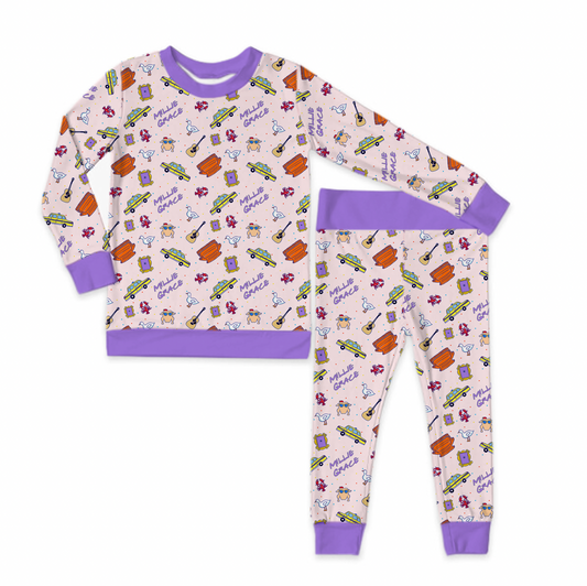Besties Pink Personalized Jersey Jams – Two-Piece Loungewear Set