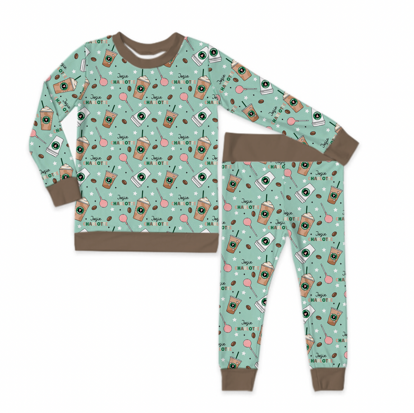 Coffee & Cake Pops Personalized Jersey Jams – Two-Piece Loungewear Set