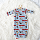 Puppy Love Blue Personalized Name Infant Gown