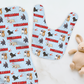 Puppy Love Blue Personalized Name Burp Cloth & Bib