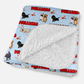Puppy Love Blue Personalized Sherpa Blanket