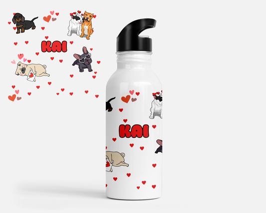 Puppy Love Personalized Kids Water Bottle