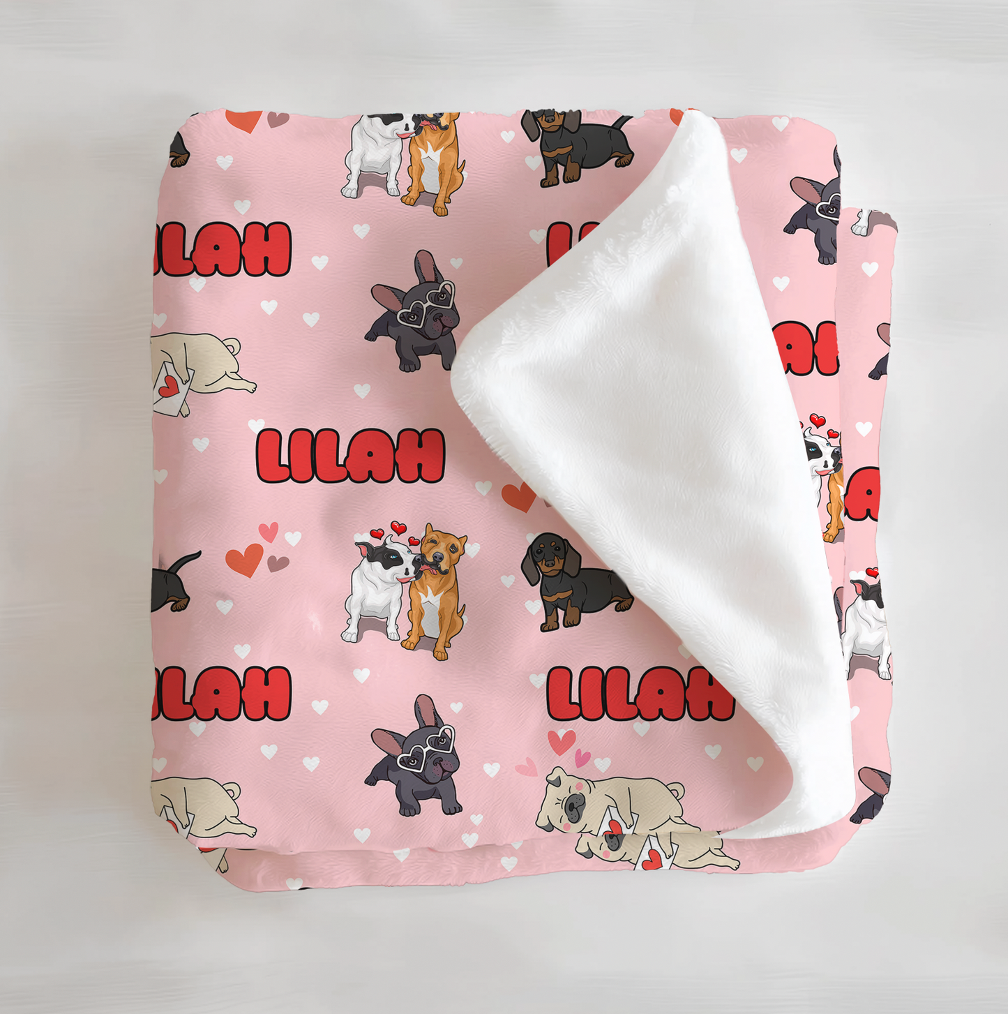 Puppy Love Pink Personalized Minky Blanket