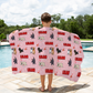 Puppy Love Pink Personalized Kids Beach Towel