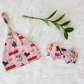 Puppy Love Pink Personalized Name Knotted Newborn Hat & Bow Headband