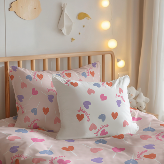 Lollypop Hearts Build Your Own Personalized Twin Bedding Set – Sheets & Pillowcase Options
