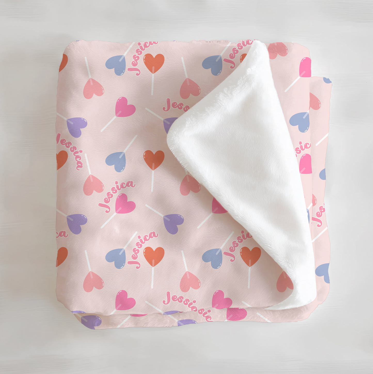 Lollypop Hearts Personalized Minky Blanket