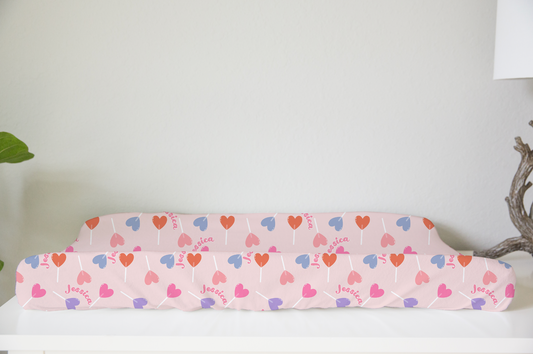 Lollypop Hearts Personalized Changing Pad Cover