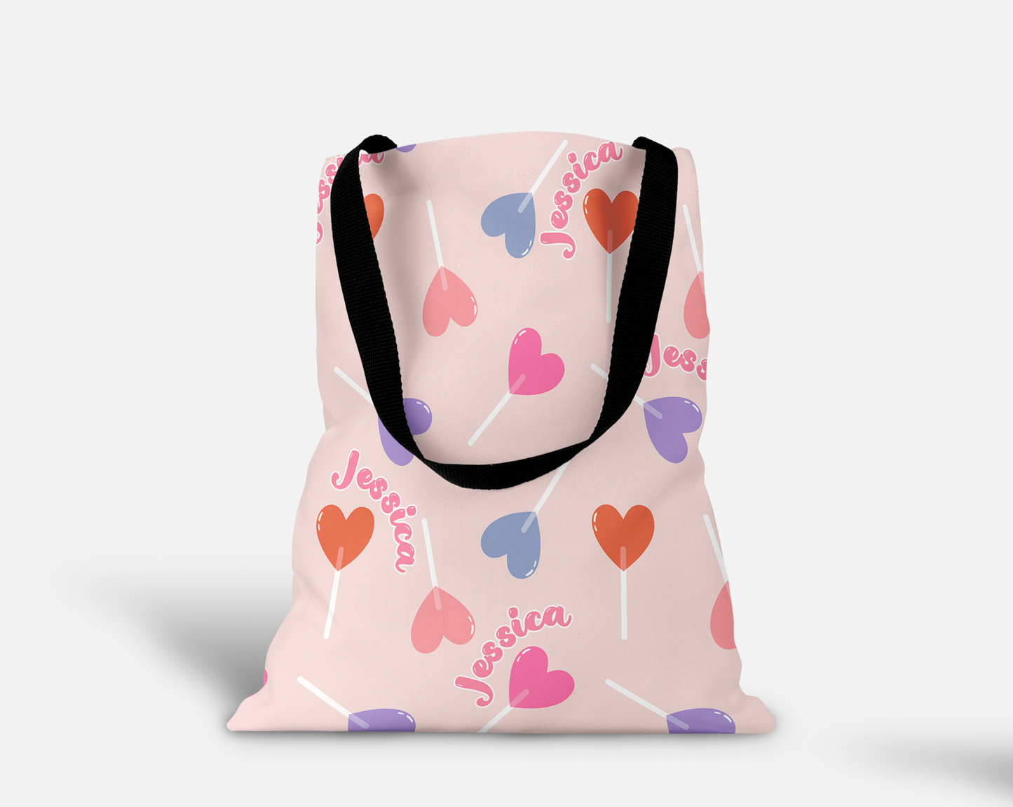 Lollypop Hearts Personalized Tote Bag