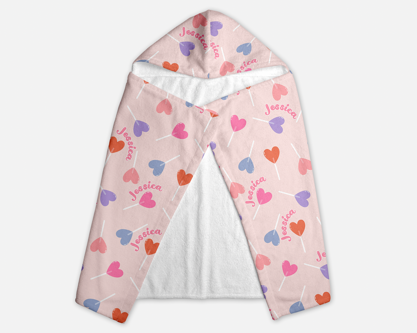Lollypop Hearts Personalized Hooded Towel