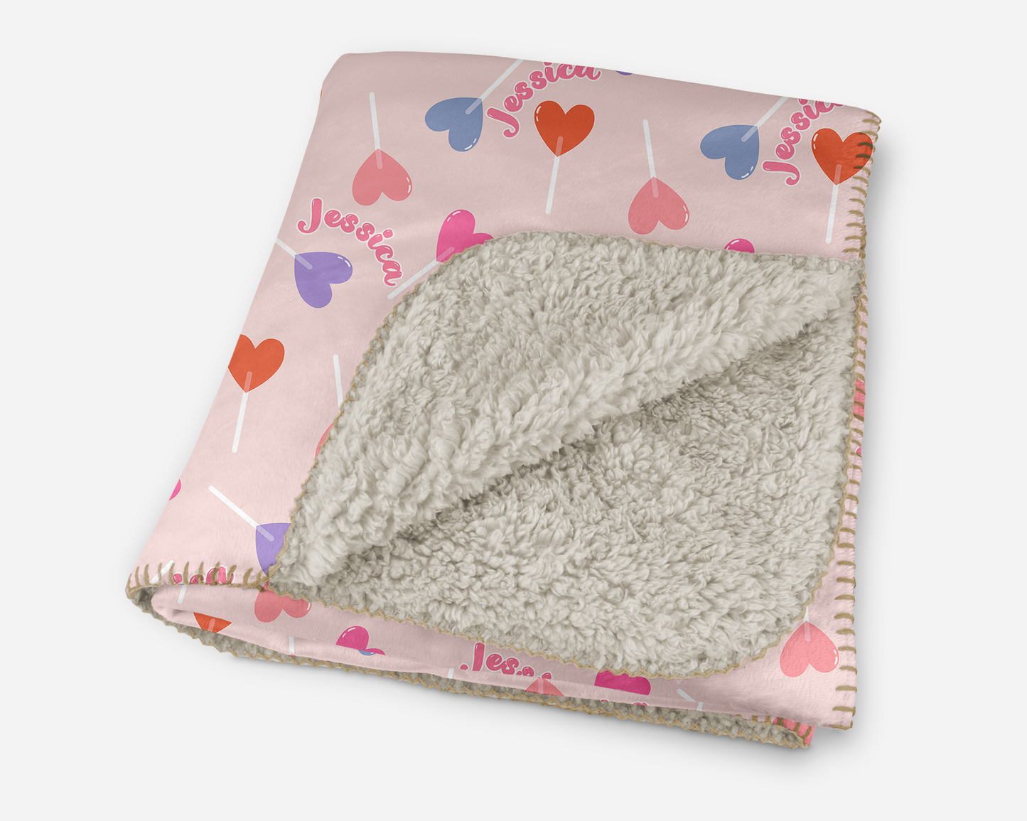 Lollypop Hearts Personalized Sherpa Blanket