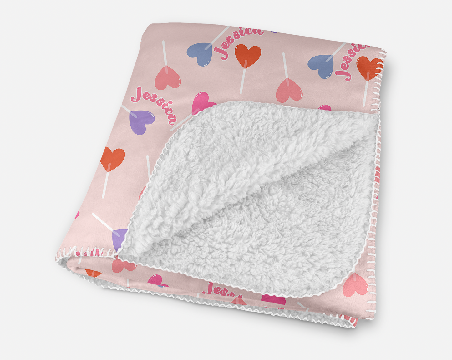 Lollypop Hearts Personalized Sherpa Blanket