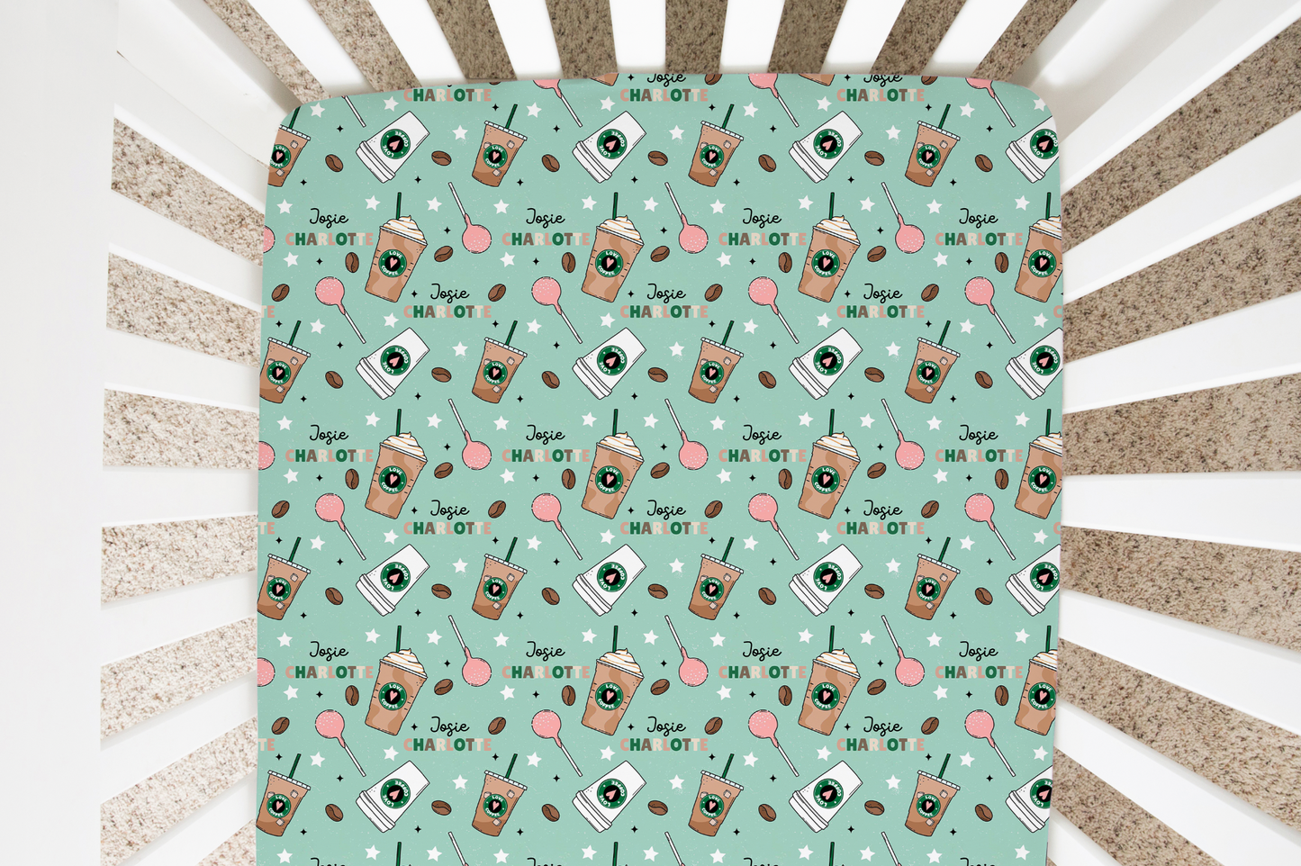 Cocoa & Cake Pops Personalized Crib Sheet