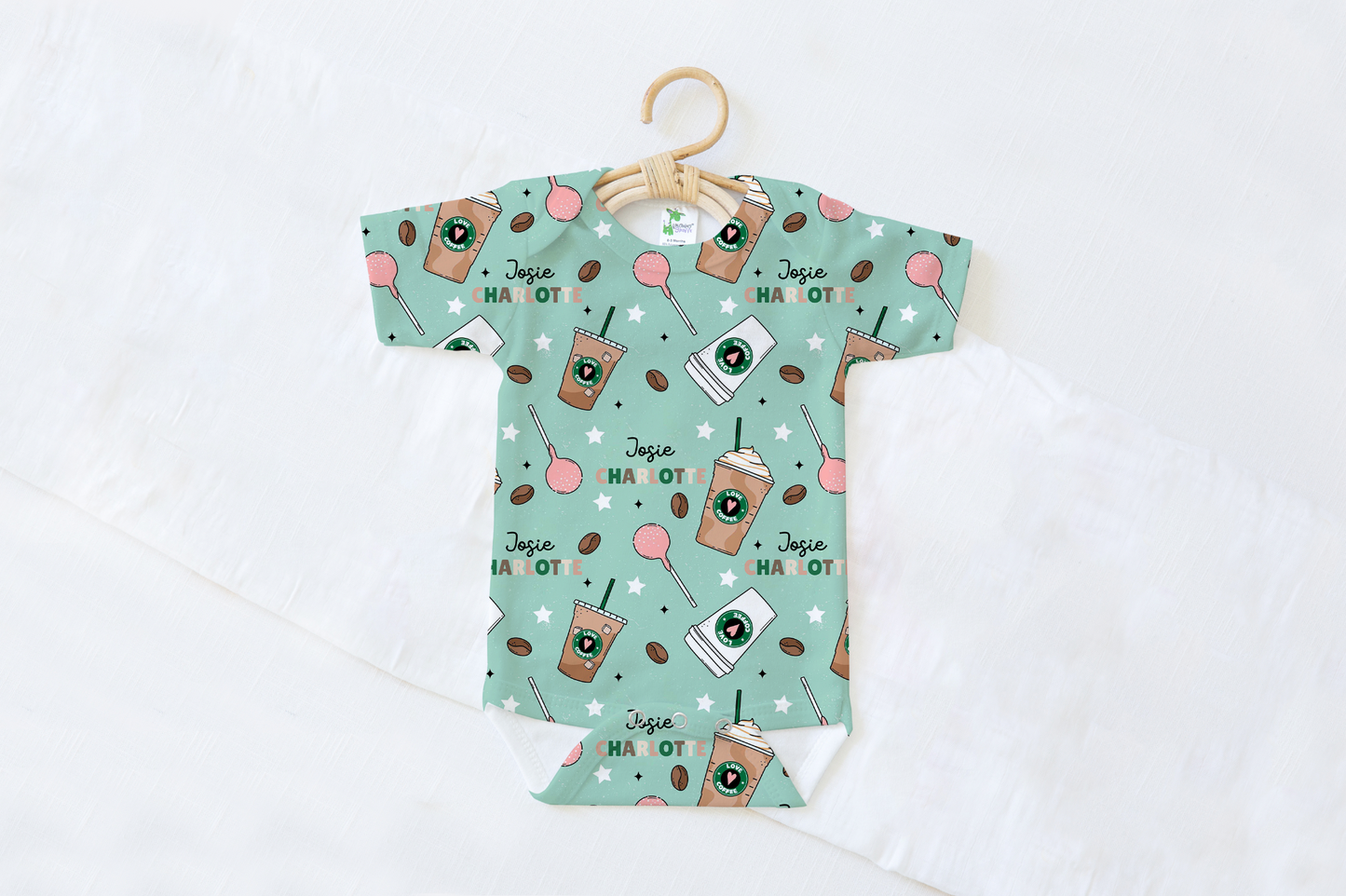 Cocoa & Cake Pops Personalized Name Baby Bodysuit