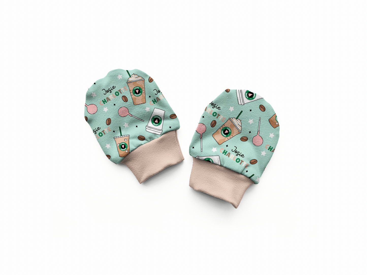 Cocoa & Cake Pops Personalized Baby Mittens