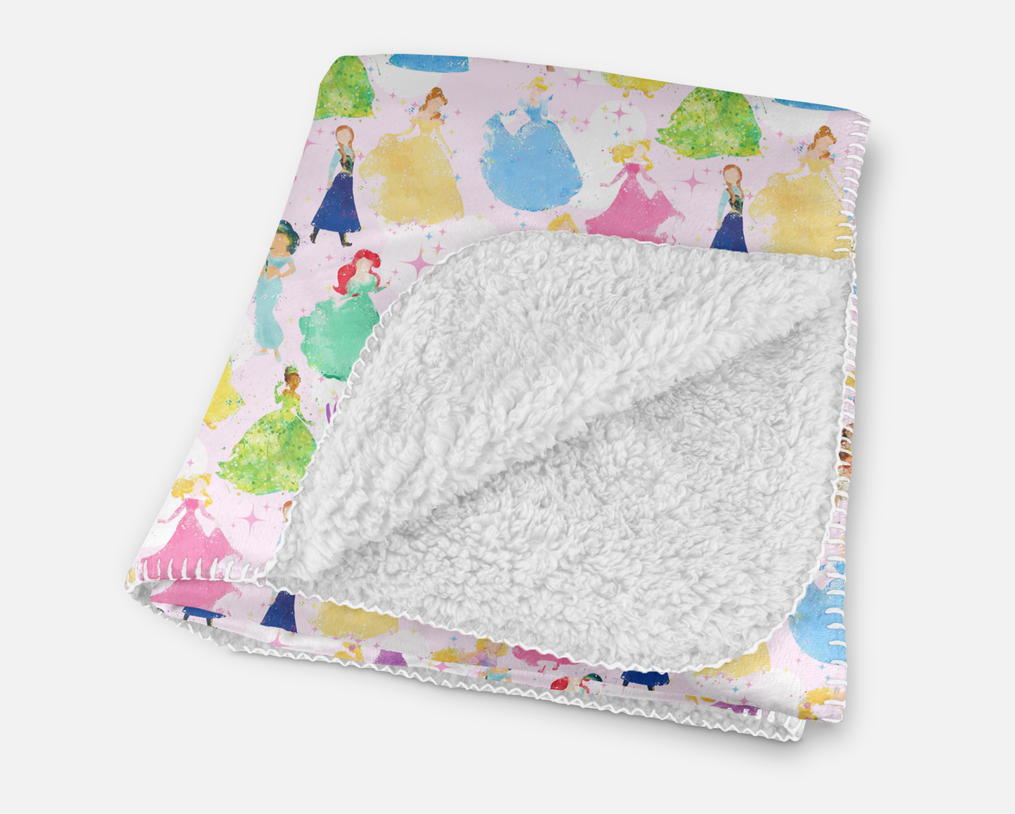 Watercolor Princess Personalized Sherpa Blanket