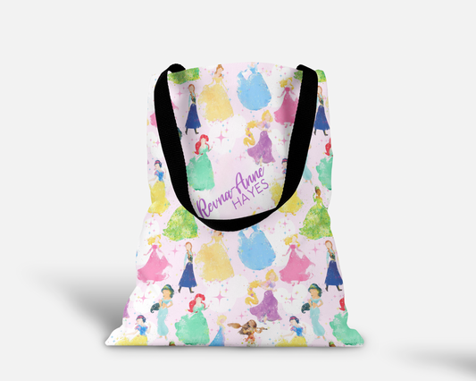 Watercolor Princess Personalized Tote Bag