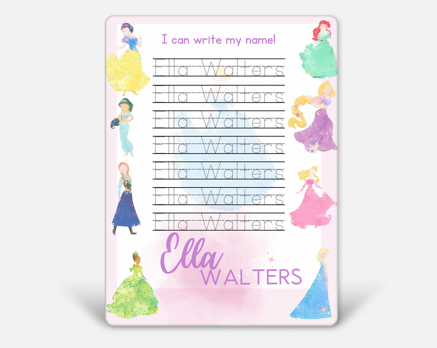 Kids Personalized Whiteboard | Watercolor Princess