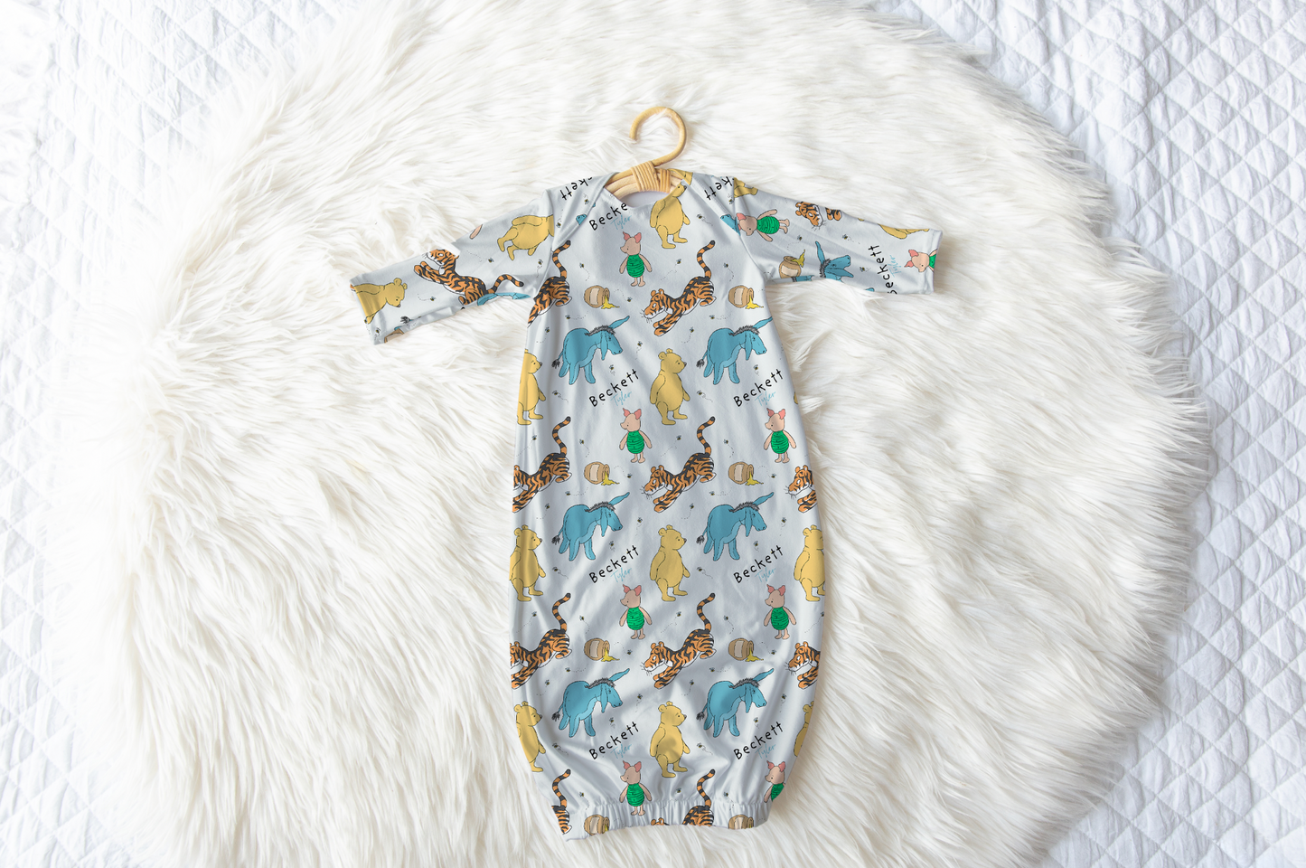 Storybook Pooh Personalized Name Infant Gown