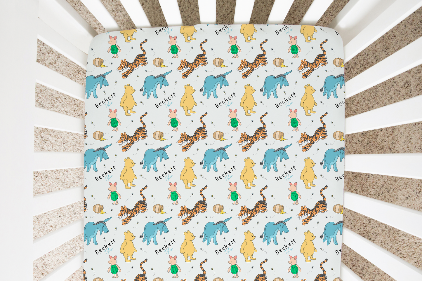 Storybook Pooh Personalized Crib Sheet