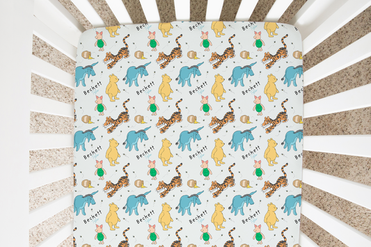 Storybook Pooh Personalized Crib Sheet
