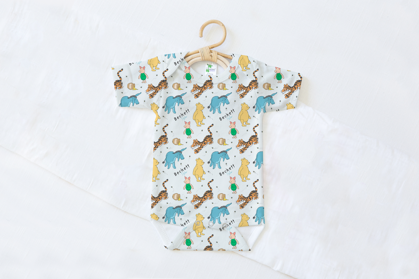 Storybook Pooh Personalized Name Baby Bodysuit