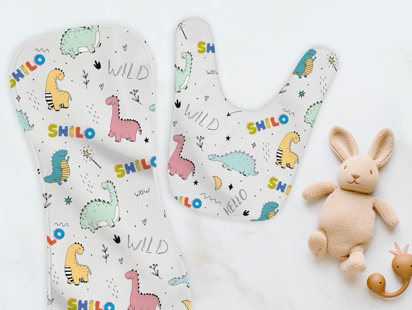 Dino Squad Burp Cloth & Bib