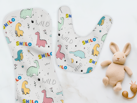 Dino Squad Burp Cloth & Bib