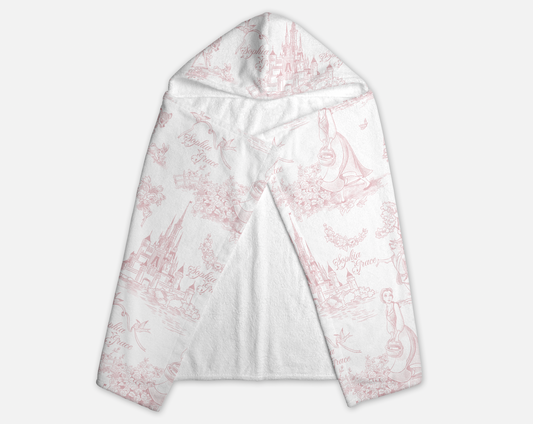 Tale As Old As Time Pink Toile Personalized Hooded Towel