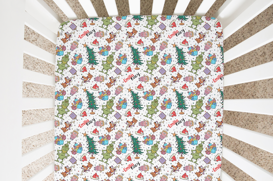 Mean But Merry Christmas Personalized Crib Sheet
