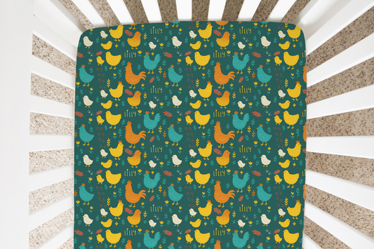 Cluck & Bloom Personalized Crib Sheet
