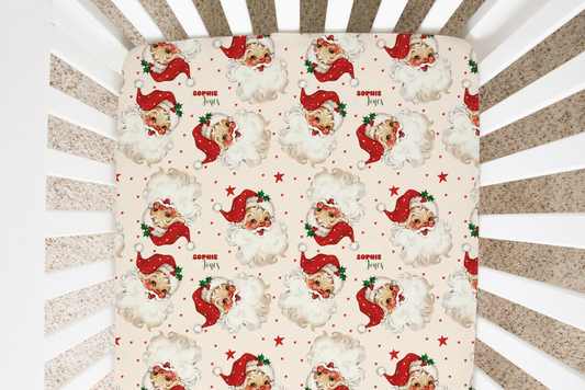 Old Saint Nick Christmas Personalized Crib Sheet