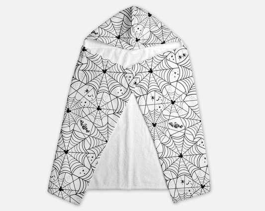 Spooky Webs Halloween Personalized Hooded Towel