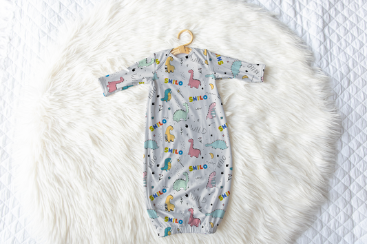 Dino Squad Personalized Name Infant Gown