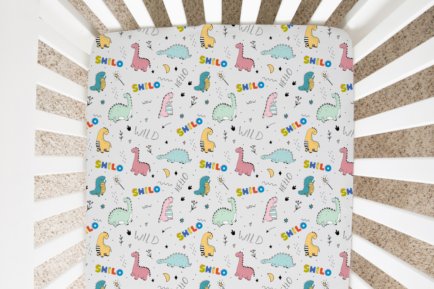 Dino Squad Personalized Crib Sheet